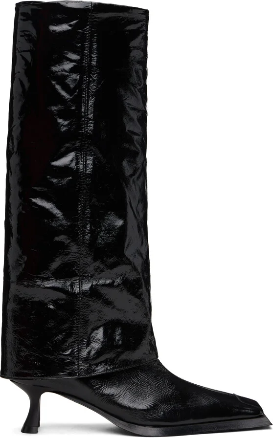 Miista Black Morgan Fold Over Tall Boots