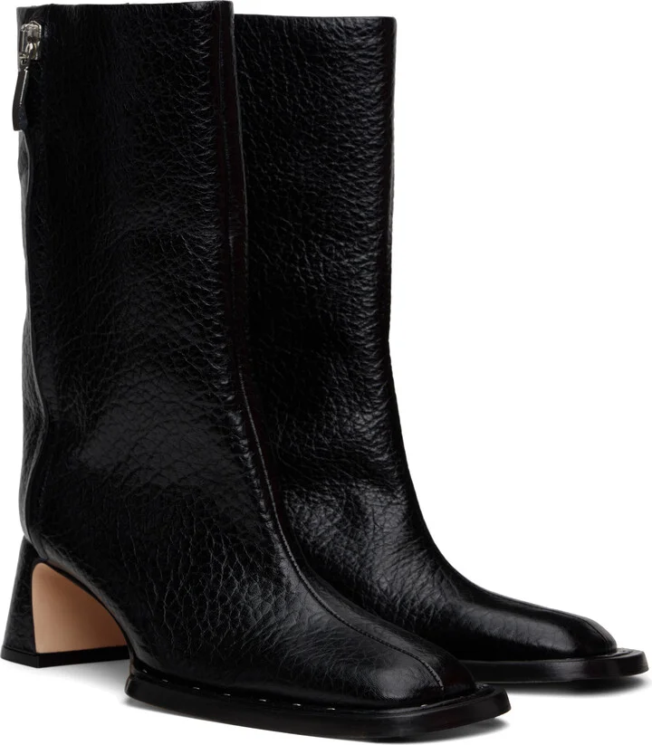 Miista Black Raleigh Grain Ankle Boots - Image 4