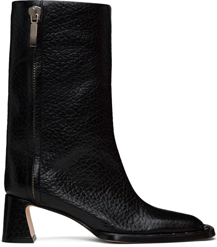 Miista Black Raleigh Grain Ankle Boots