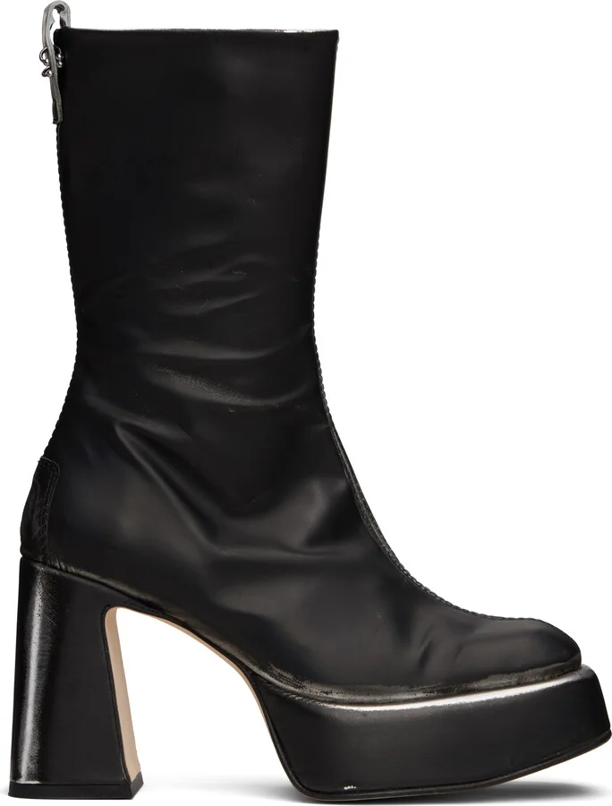 Miista Black & White Apple Ankle Boots