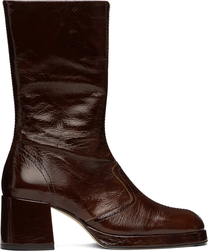 Miista Brown Cass Patent Boots