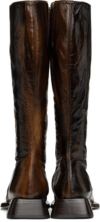 Miista Brown Pats Tall Boots - Image 2