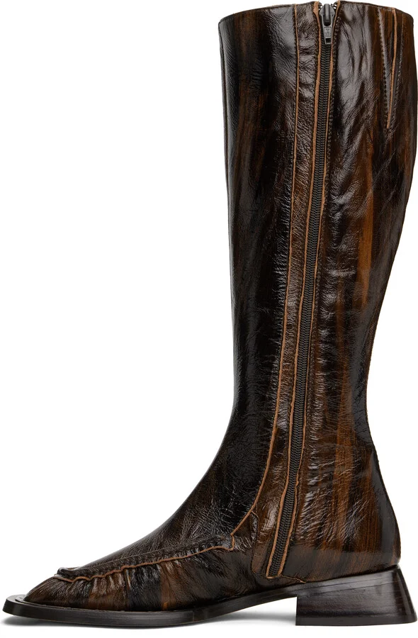 Miista Brown Pats Tall Boots - Image 3