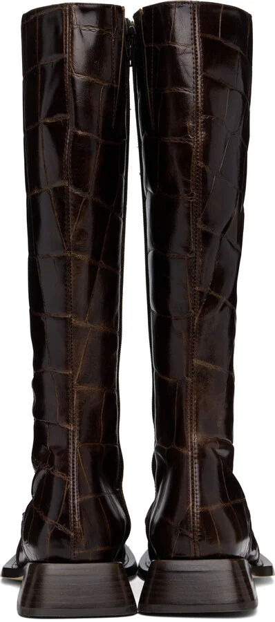 Miista Brown Pats Tall Boots - Image 2