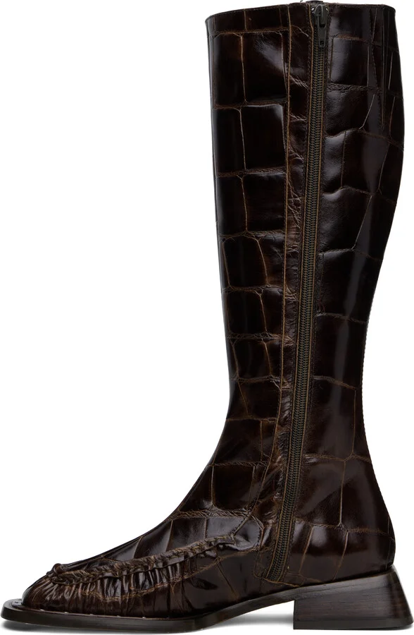 Miista Brown Pats Tall Boots - Image 3
