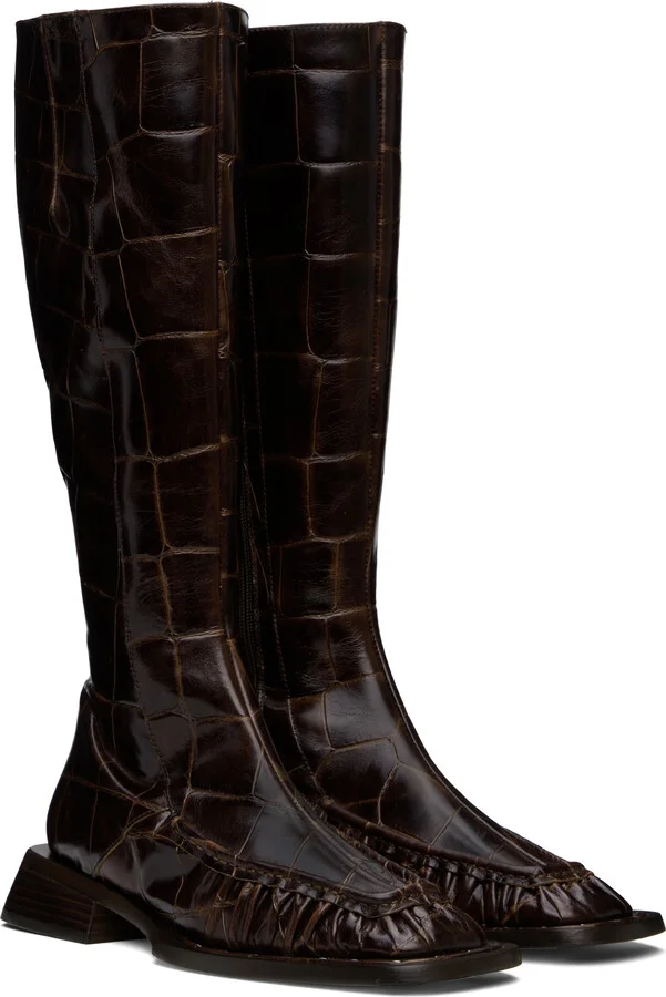 Miista Brown Pats Tall Boots - Image 4