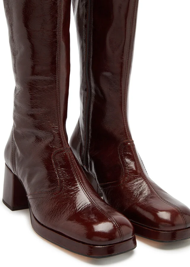 Miista Donna 65 Crinkled Patent-leather Knee-high Boots - Image 4