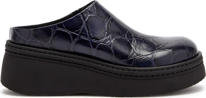 Miista Kristi Crocodile-effect Leather Mules