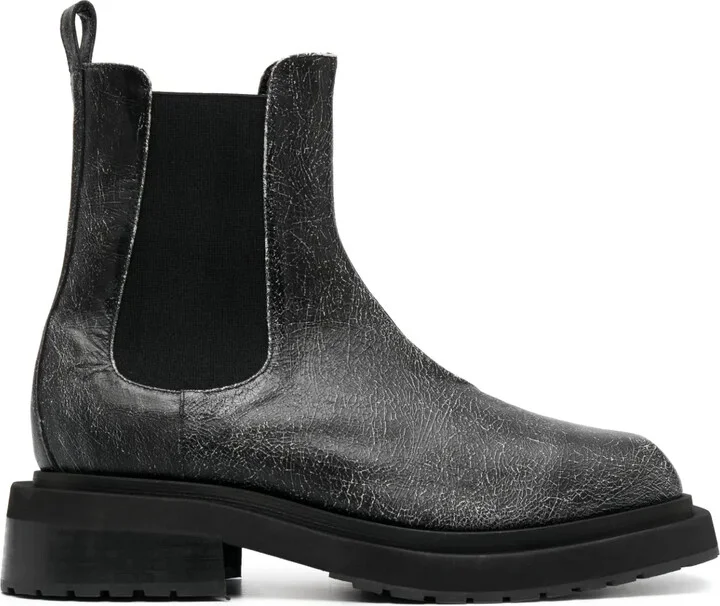Mike cracked-effect leather boots