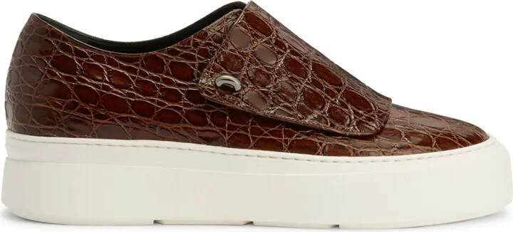 Mike crocodile-embossed monk shoes