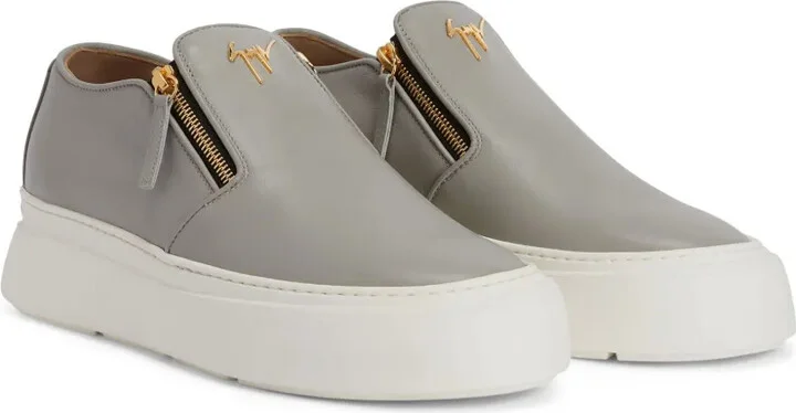Mike zip-fastening leather sneakers - Image 2