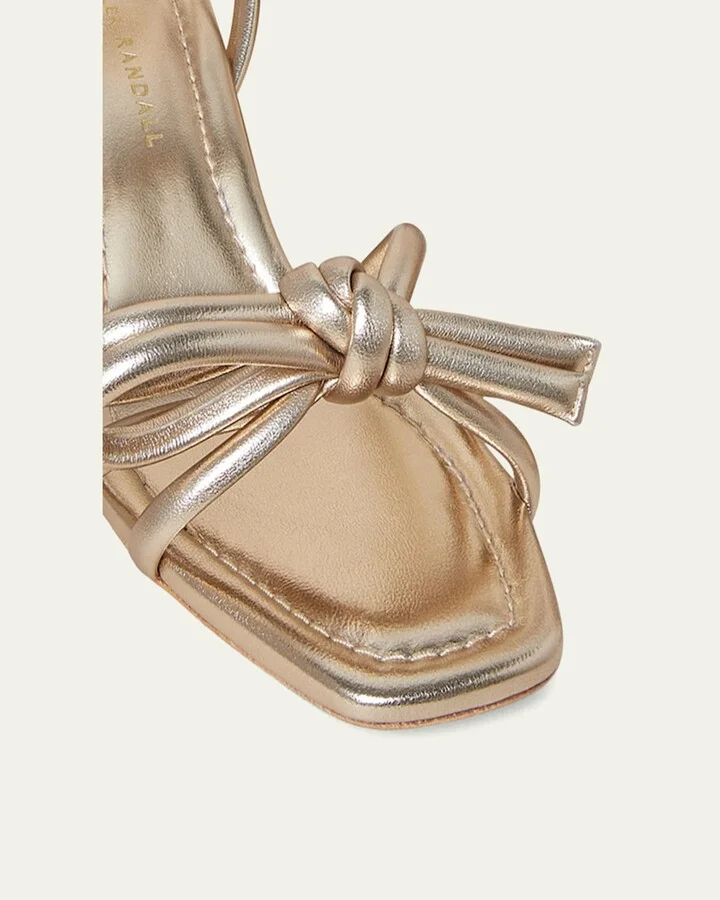 Mikel Metallic Bow Ankle-Strap Sandals - Image 2