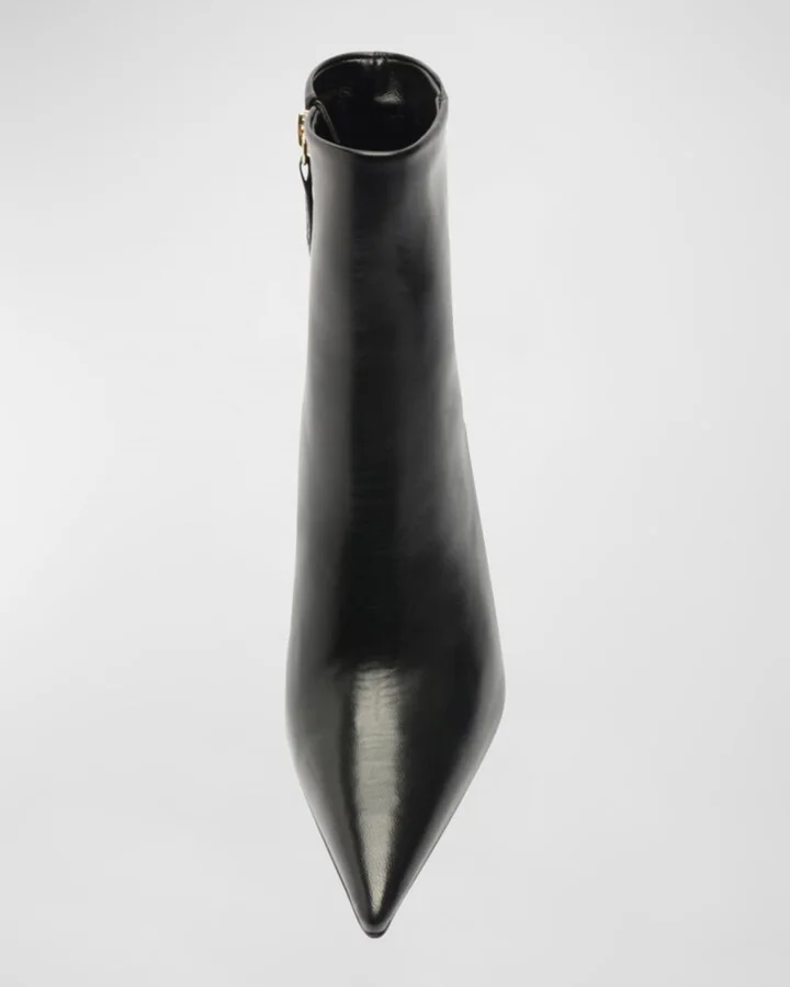 Mikki Leather Stiletto Zip Booties - Image 2
