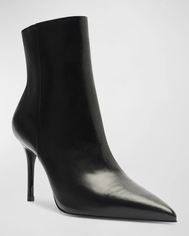Mikki Leather Stiletto Zip Booties - Image 4
