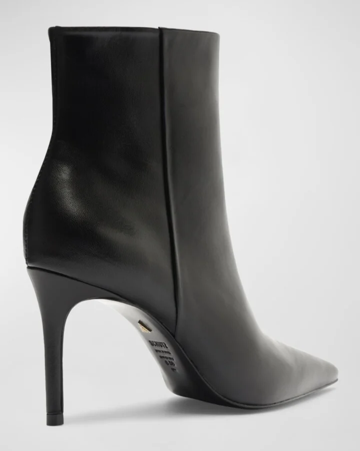 Mikki Leather Stiletto Zip Booties - Image 5