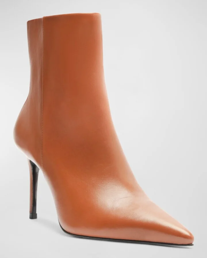 Mikki Leather Stiletto Zip Booties - Image 2