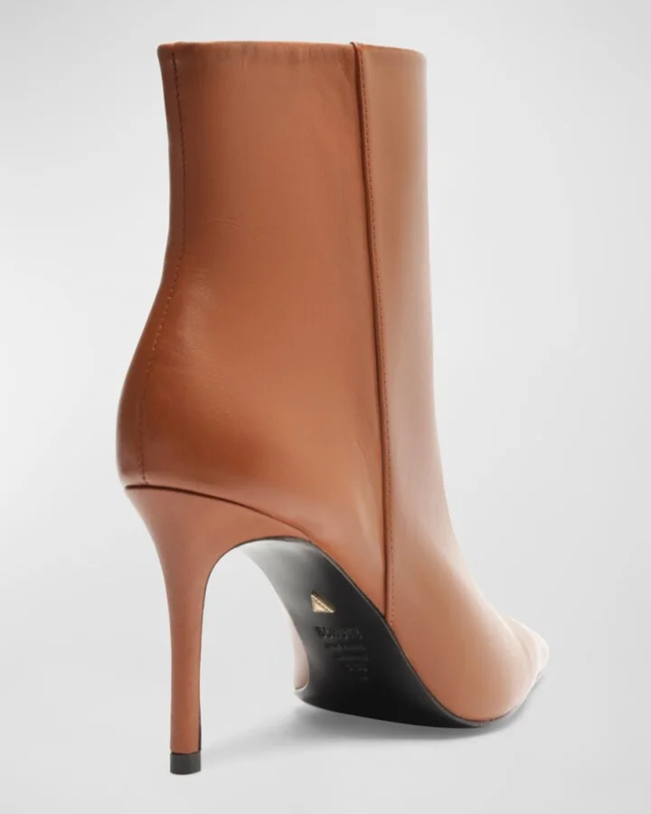 Mikki Leather Stiletto Zip Booties - Image 5