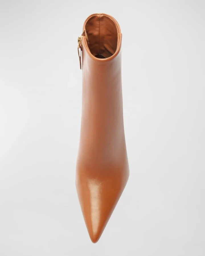 Mikki Leather Stiletto Zip Booties - Image 8