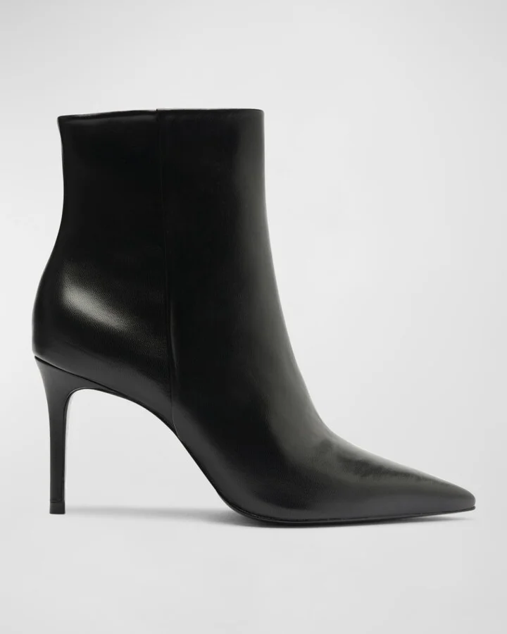 Mikki Leather Stiletto Zip Booties