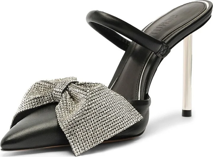Mila 100MM Embellished Leather Mules - Image 5