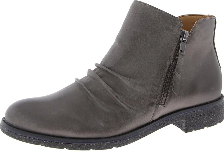 Mila Womens Leather Block Heel Ankle Boots