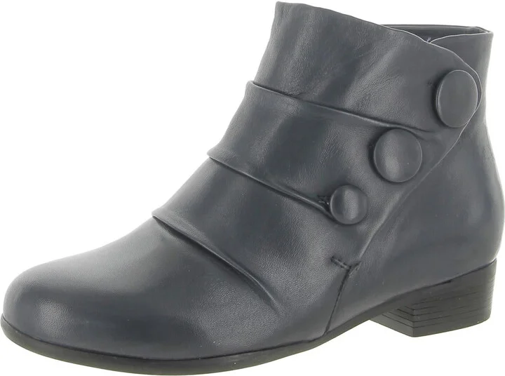 Mila Womens Leather Button Ankle Boots