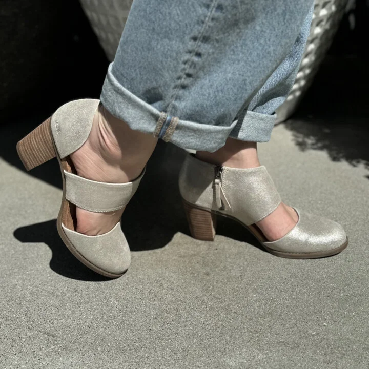 Milan Champagne Metallic Suede Closed Toe Heel - Image 2