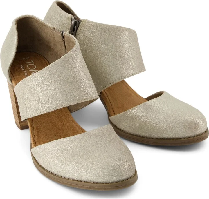 Milan Champagne Metallic Suede Closed Toe Heel - Image 3