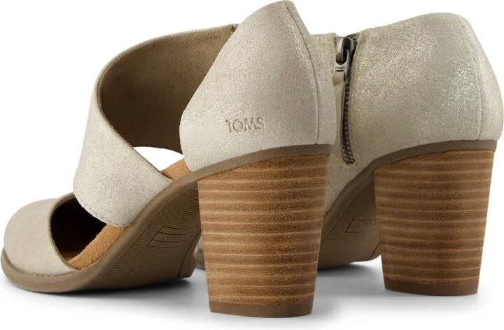 Milan Champagne Metallic Suede Closed Toe Heel - Image 4