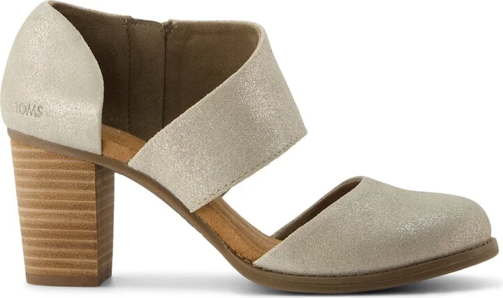Milan Champagne Metallic Suede Closed Toe Heel