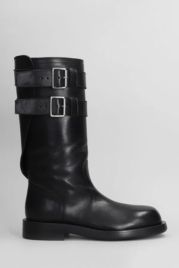 Milan Low Heels Boots In Black Leather