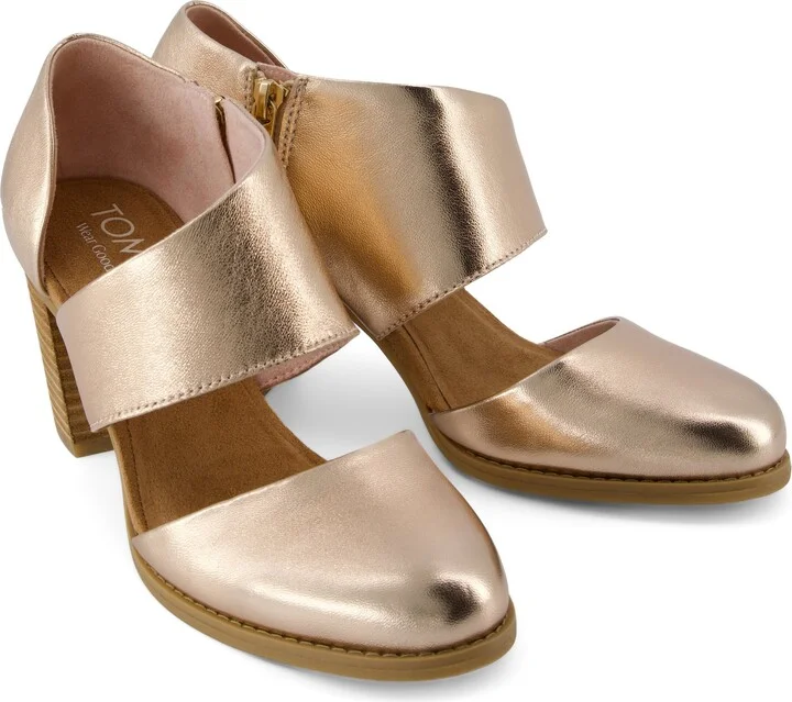 Milan Rose Gold Metallic Nappa Leather Closed Toe Heel - Image 3