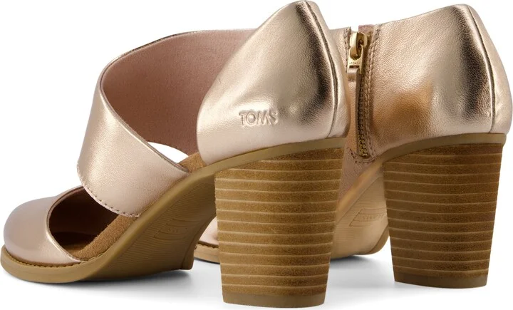 Milan Rose Gold Metallic Nappa Leather Closed Toe Heel - Image 4