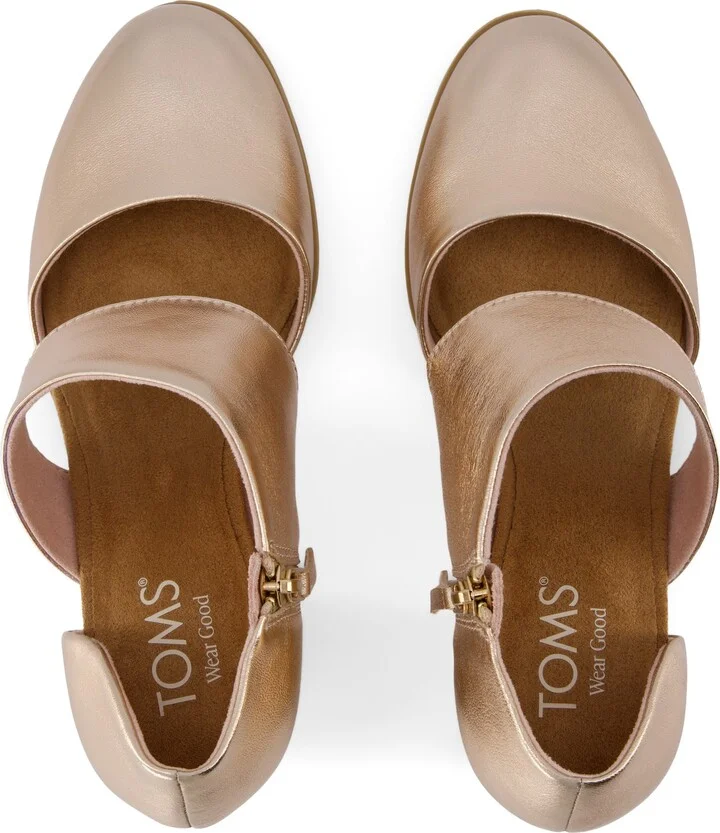 Milan Rose Gold Metallic Nappa Leather Closed Toe Heel - Image 5