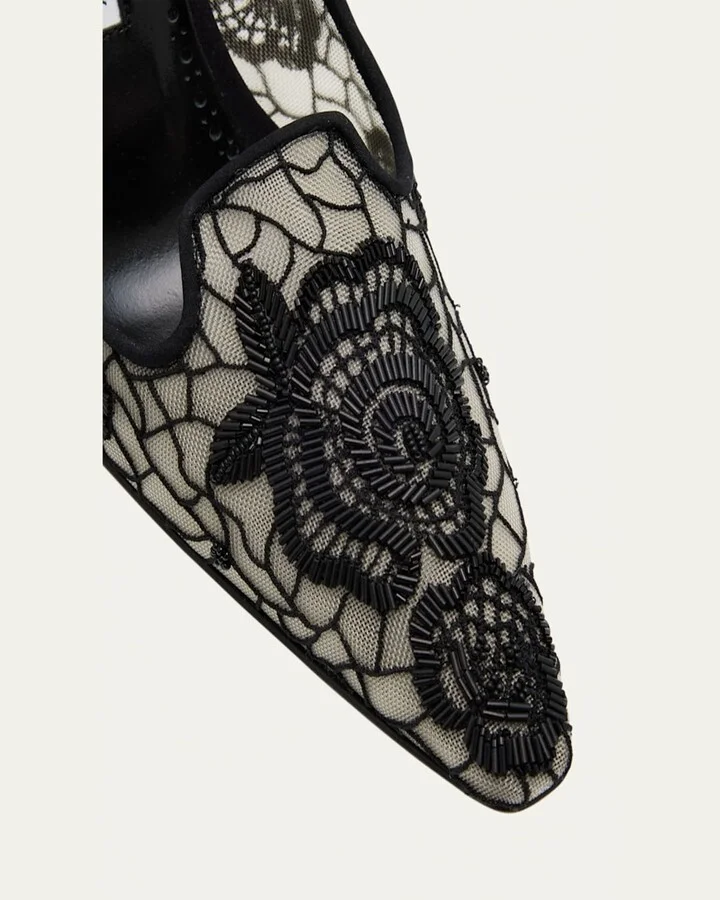 Milandra Beaded Floral Lace Pumps - Image 2
