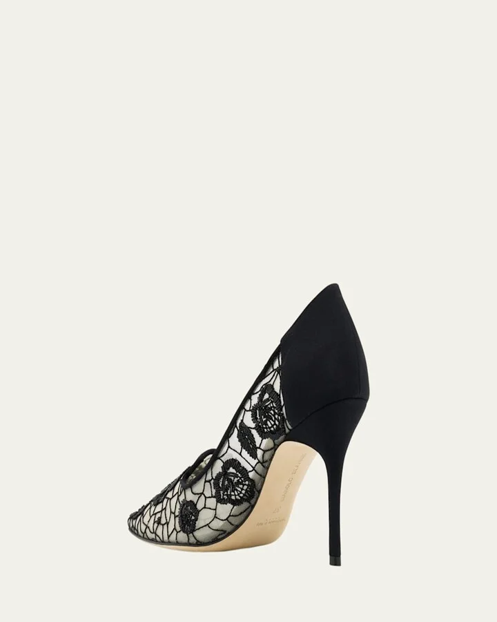Milandra Beaded Floral Lace Pumps - Image 3