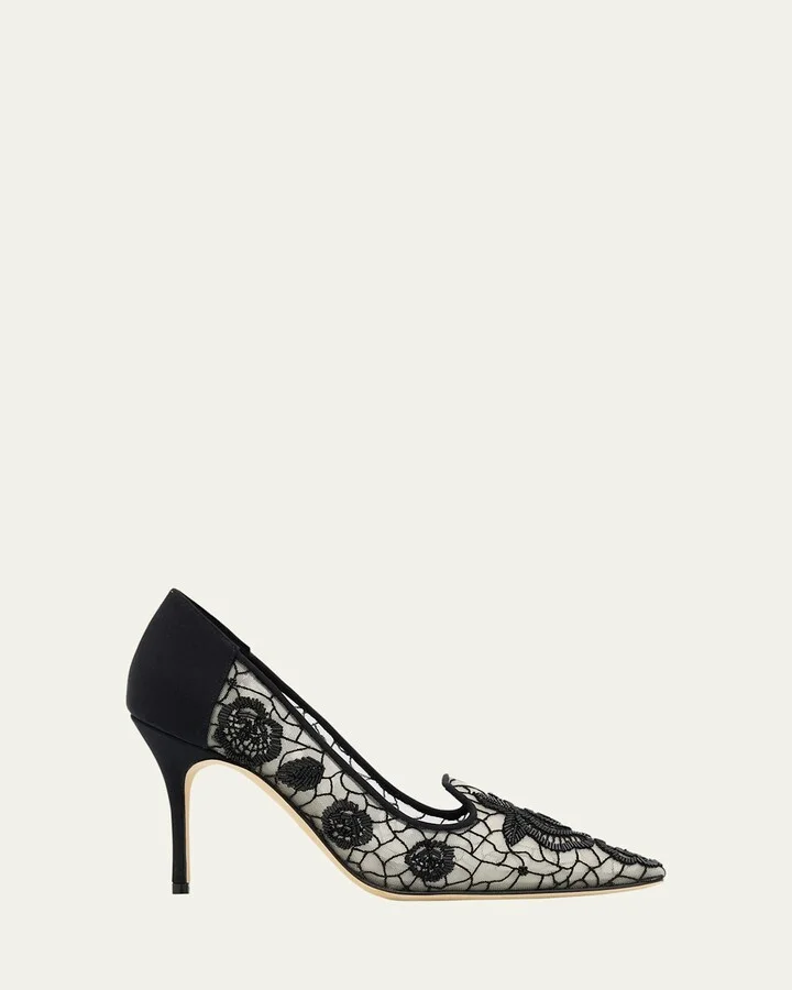 Milandra Beaded Floral Lace Pumps