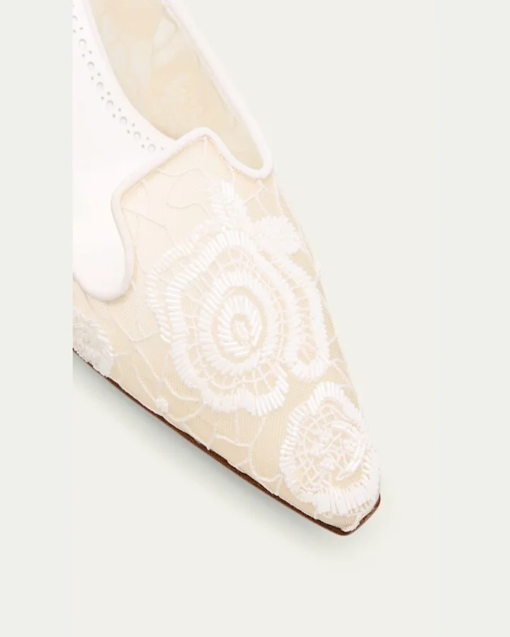 Milandrasli Beaded Floral Lace Pumps - Image 2
