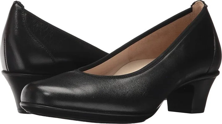 Milano 2990-001 Pumps Women's 10 Black Leather Slip-On Block Heel KHD2322