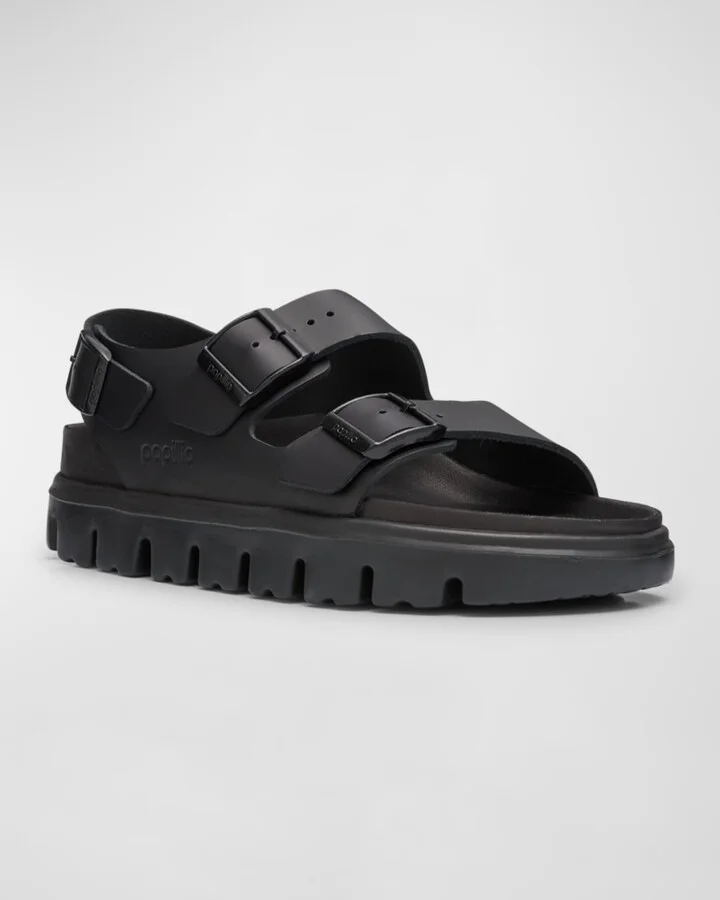 Milano Exquisite Leather Chunky Slingback Sandals - Image 3