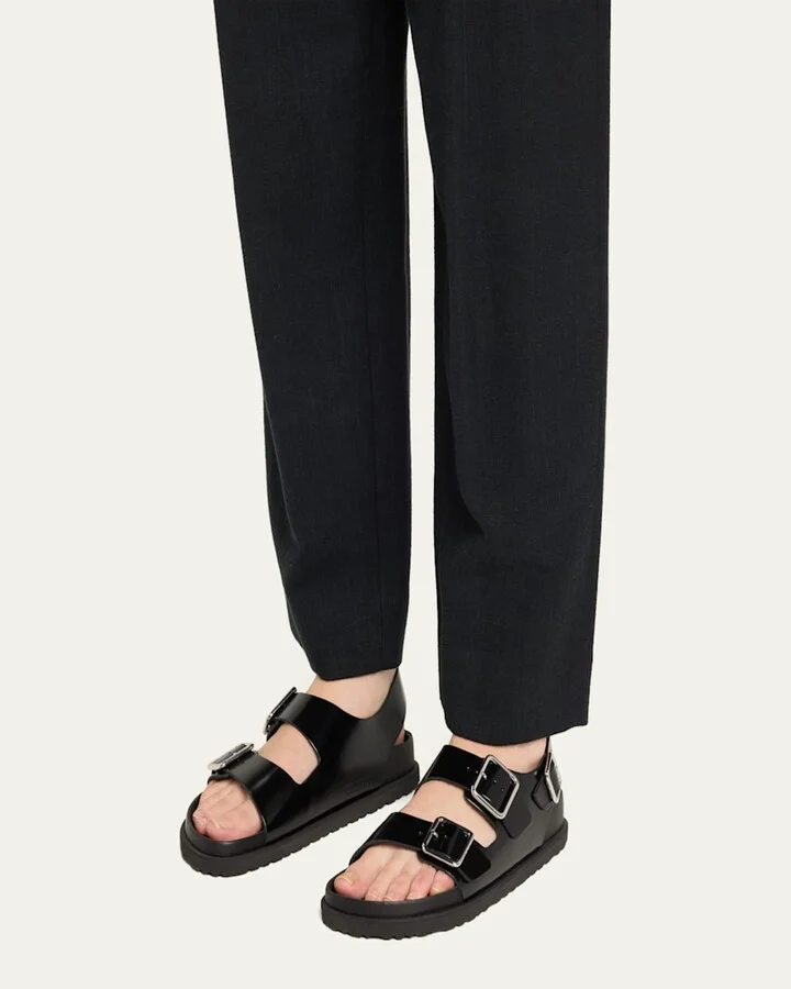 Milano Leather Dual-Buckle Slingback Sandals - Image 4