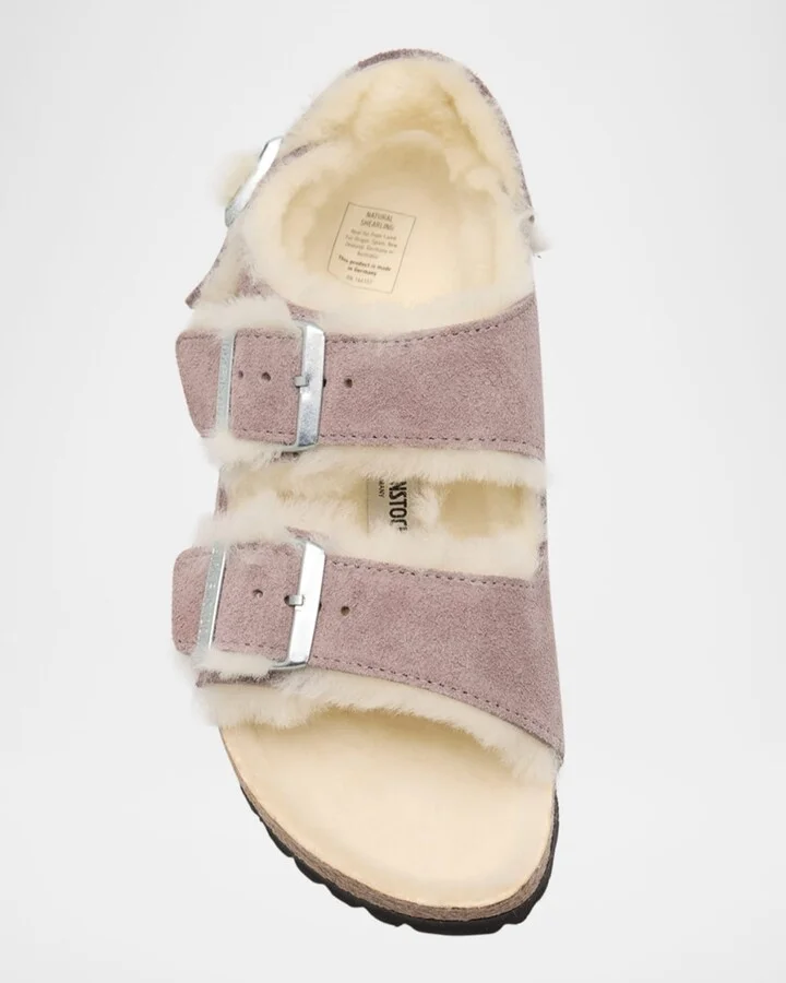 Milano Suede Shearling Slingback Sandals - Image 2