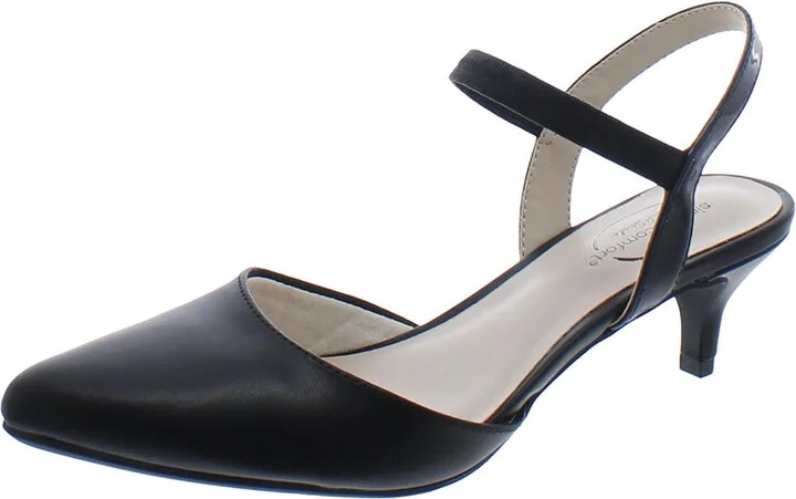 Miley Womens Faux Leather Pointed Toe Kitten Heels