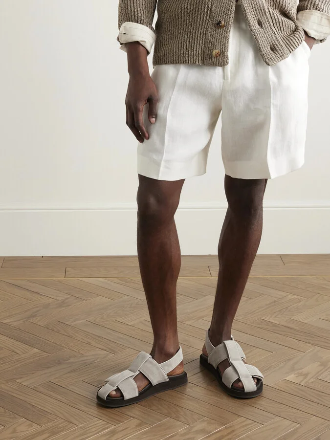 Milford Leather-Trimmed Suede Sandals - Image 2