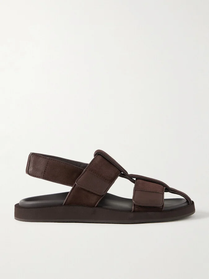 Milford Leather-Trimmed Suede Sandals