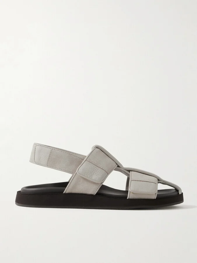 Milford Leather-Trimmed Suede Sandals