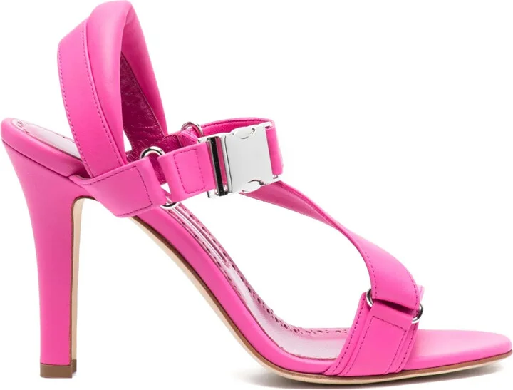 Military-Buckle 95mm Leather Sandals