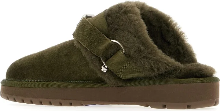 Military Green Suede Slippers - Image 3