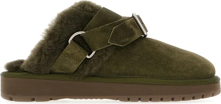 Military Green Suede Slippers