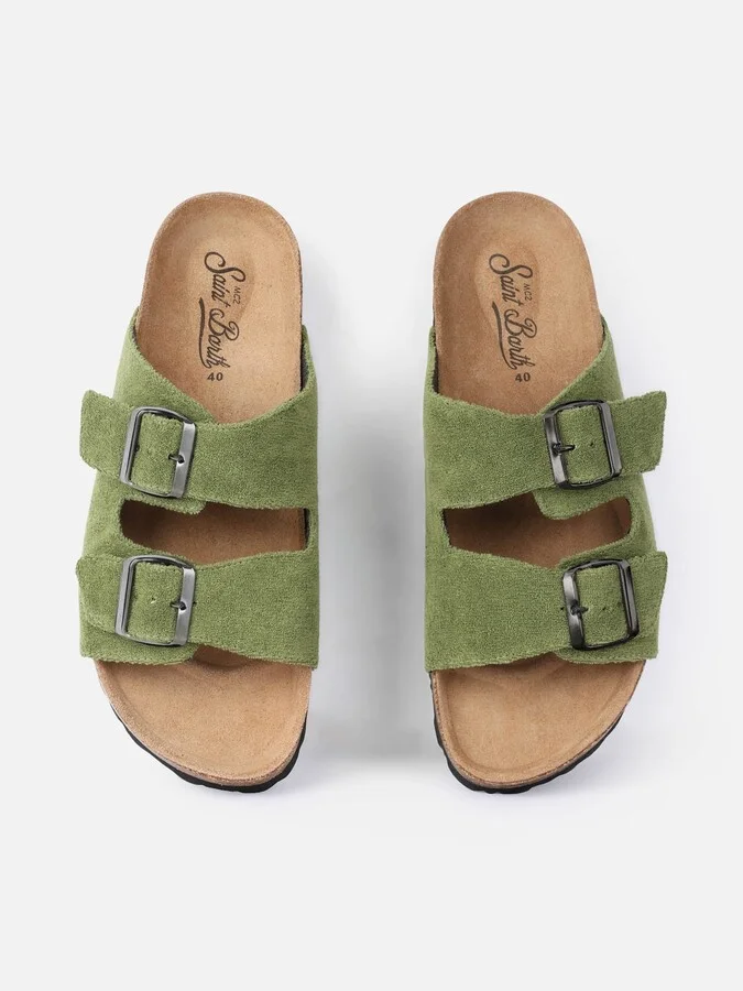 Military Green Terry Man Sandals - Image 2